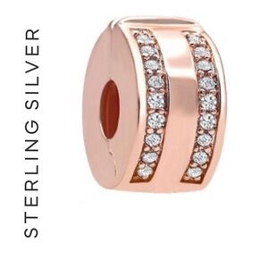 🌟 14K Rose Gold Plated CZ Clip Spacer Charm